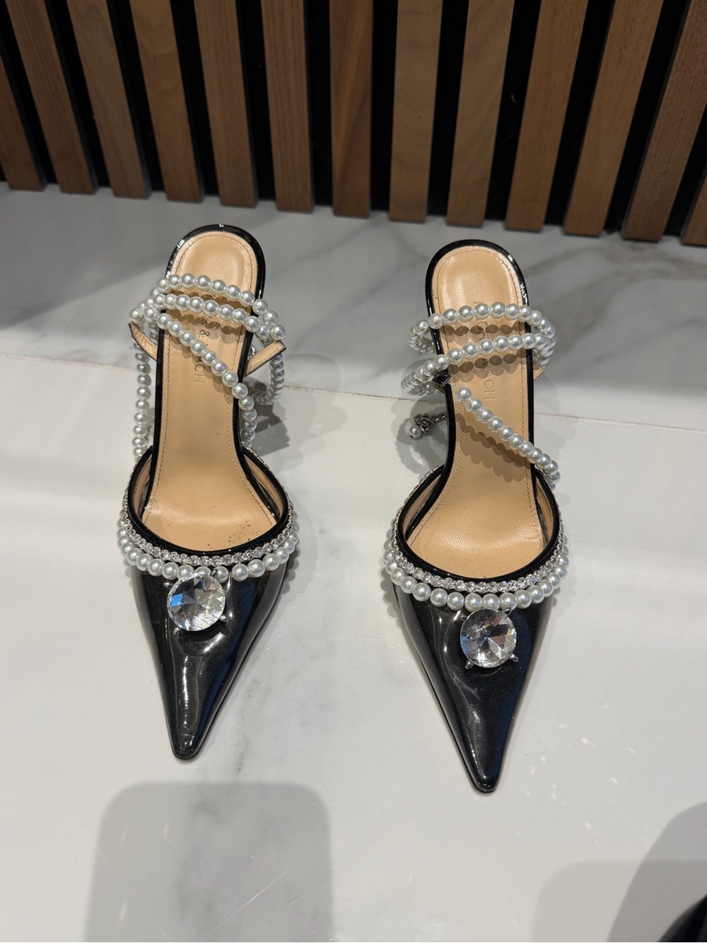 Mach & Mach Point-Toe Pearl Heels